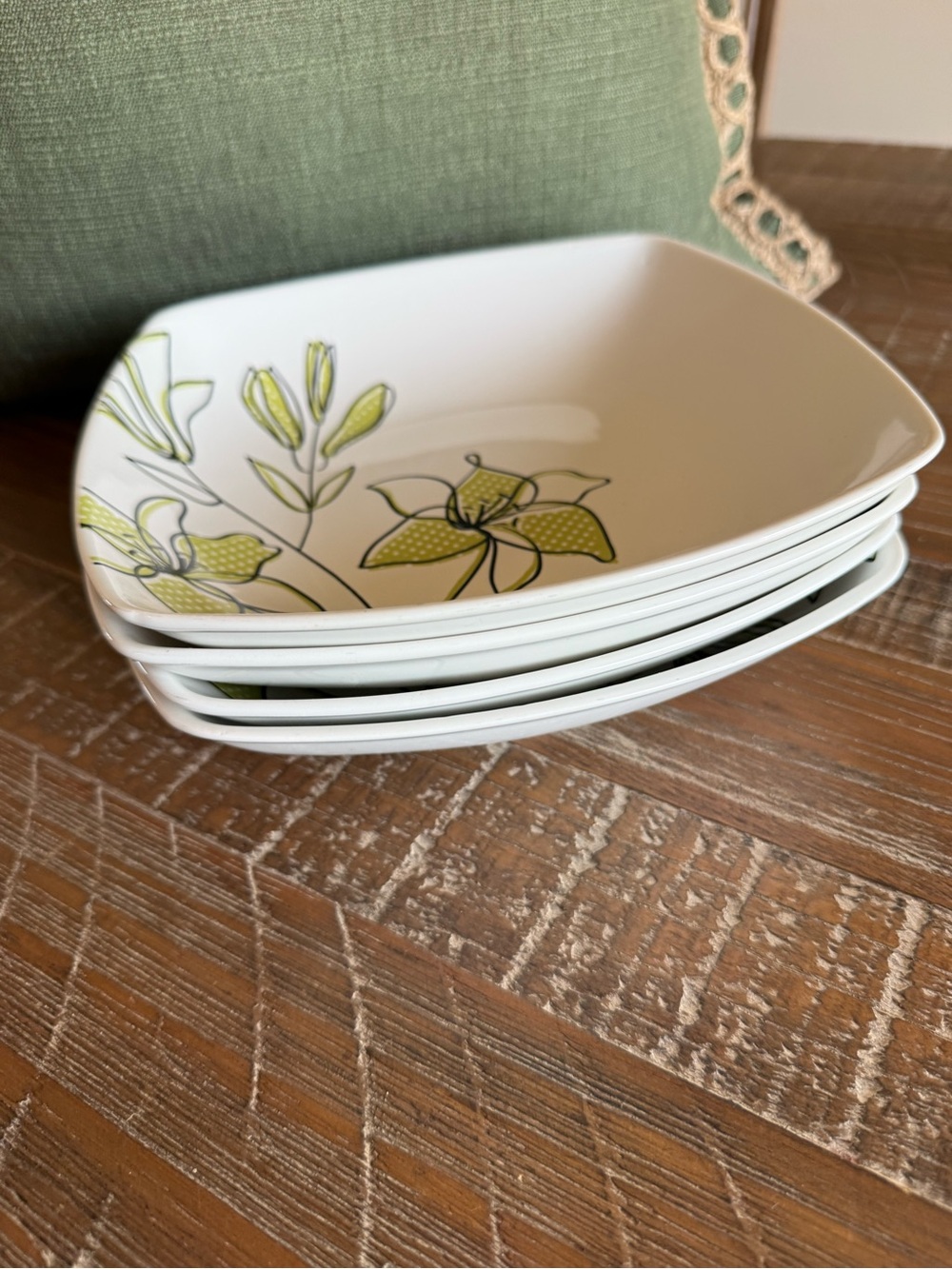Coventry Lily Blossom Square Plates Set of 4 Fine China PTS International